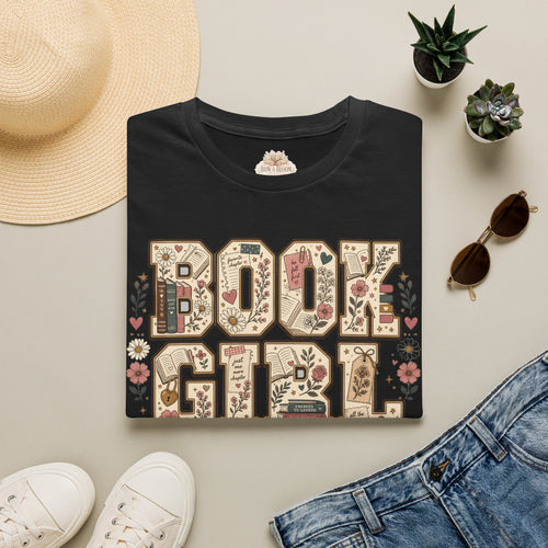 Book Girl T-Shirt — Floral Vintage Reading Tee ("Book Girl")