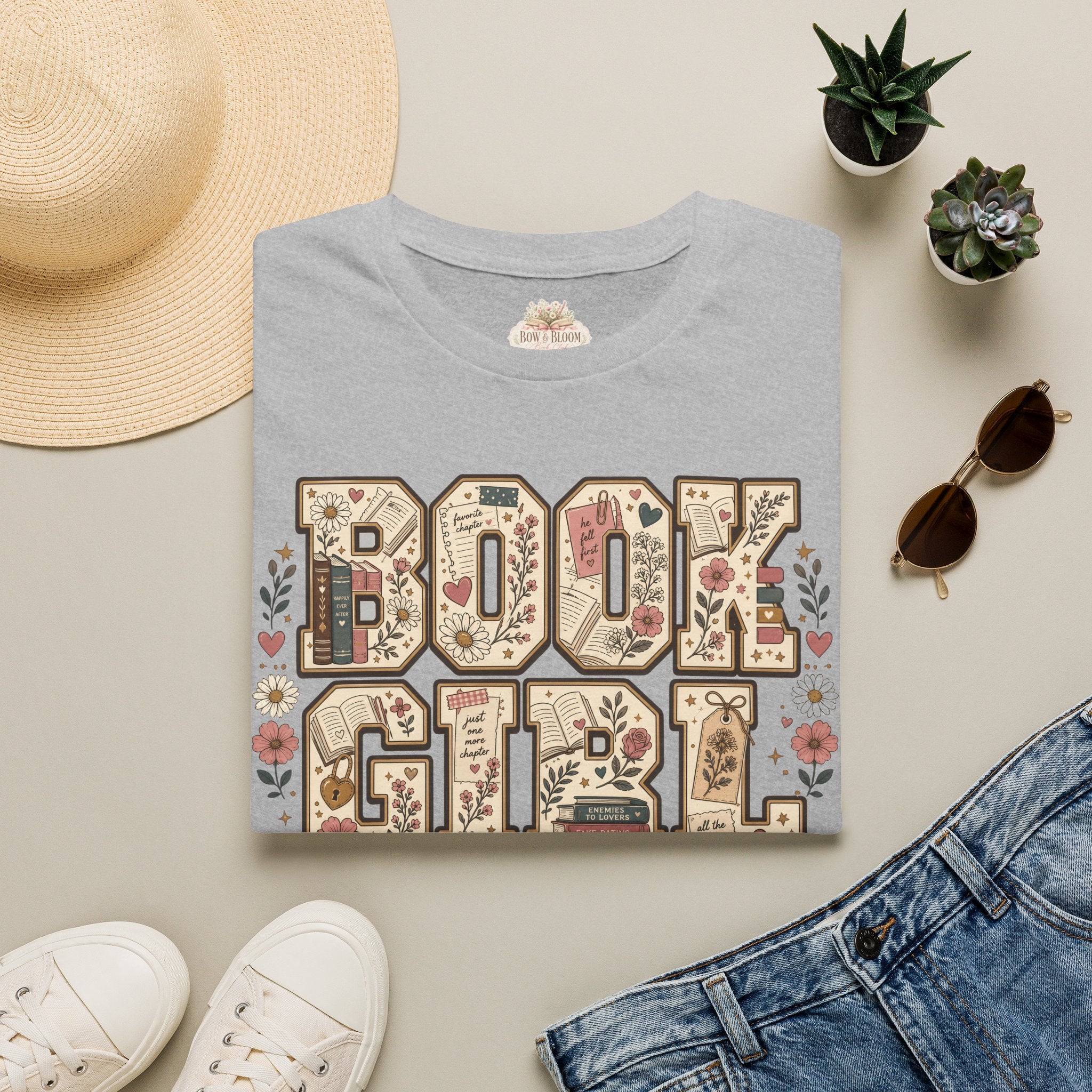 Book Girl T-Shirt — Floral Vintage Reading Tee ("Book Girl")