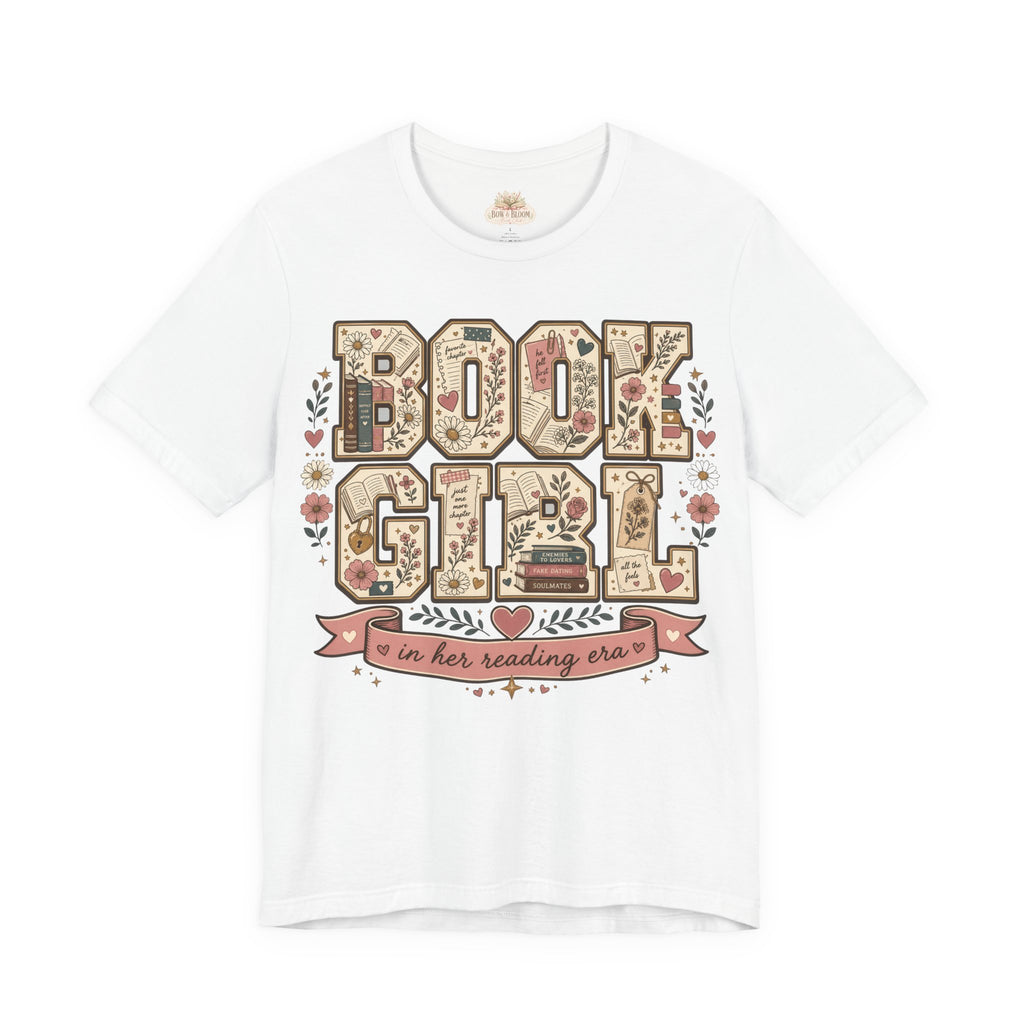 Book Girl T-Shirt — Floral "In Her Reading Era" Graphic Tee for Book Lovers