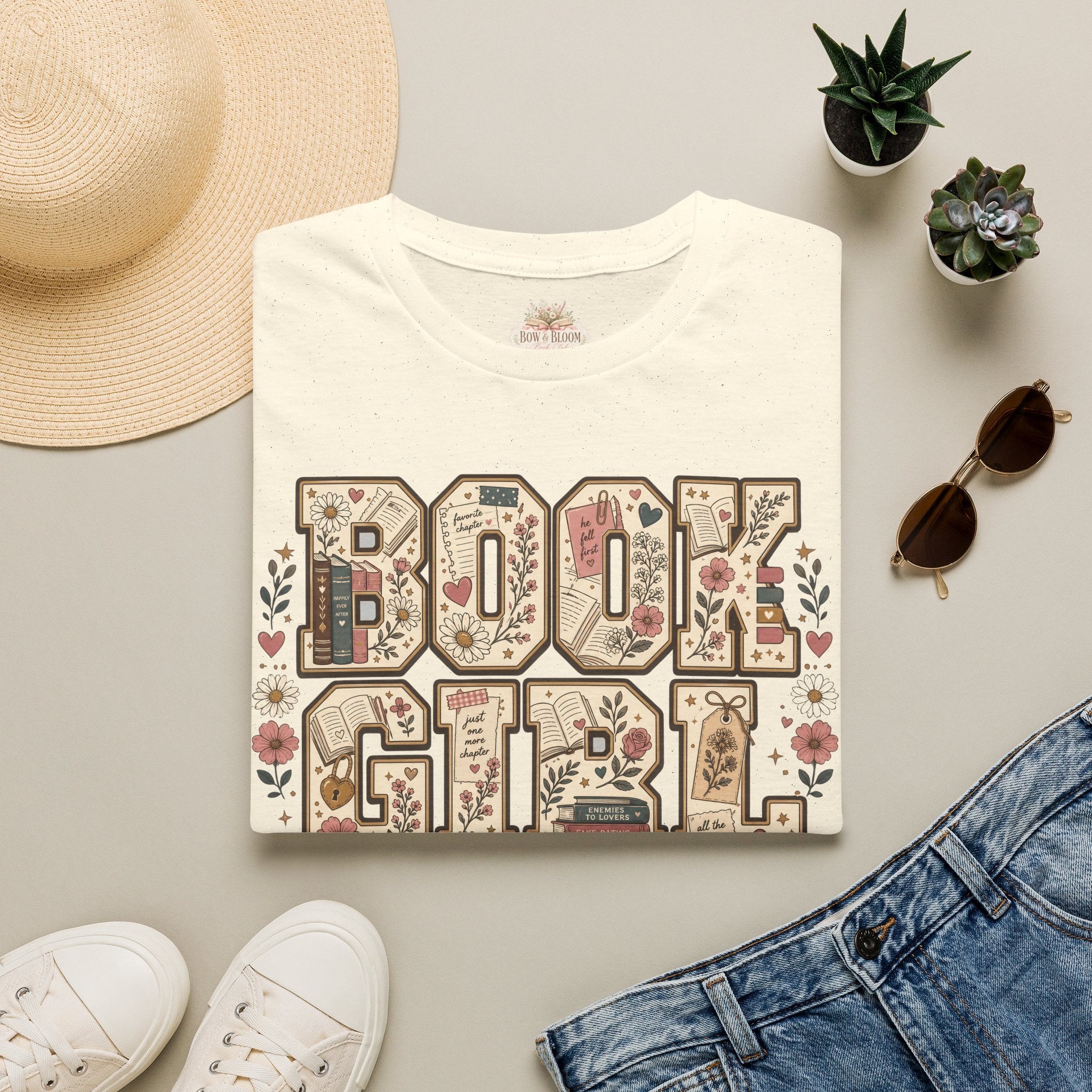 Book Girl T-Shirt — Floral Vintage Reading Tee ("Book Girl")