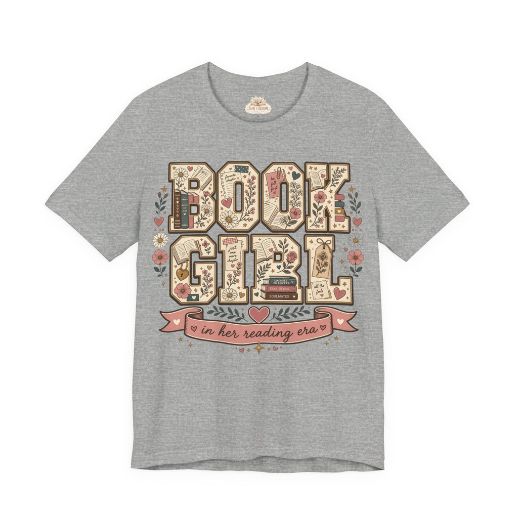 Book Girl T-Shirt — Floral "In Her Reading Era" Graphic Tee for Book Lovers