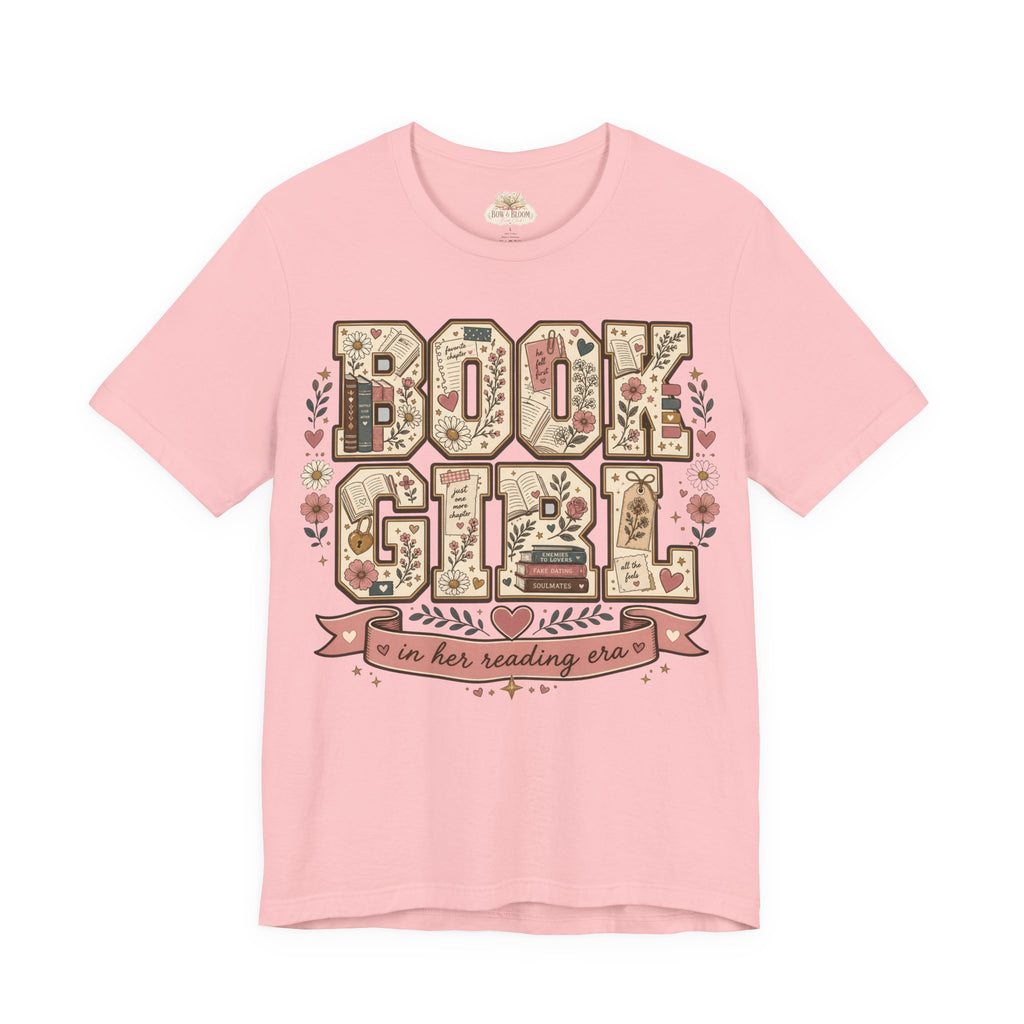 Book Girl T-Shirt — Floral "In Her Reading Era" Graphic Tee for Book Lovers
