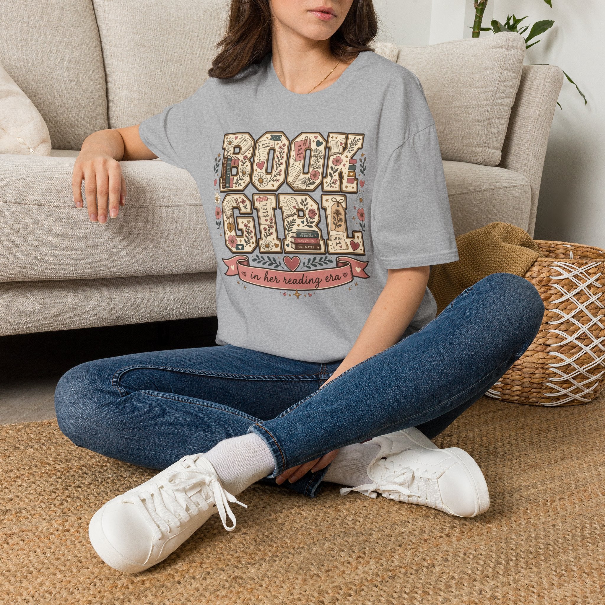 Book Girl T-Shirt — Floral Vintage Reading Tee ("Book Girl")