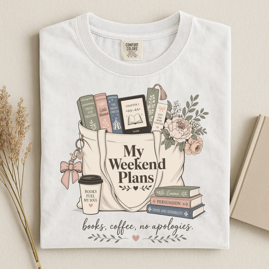 My Weekend Plans T-Shirt — Floral Graphic Tee for Book Lovers