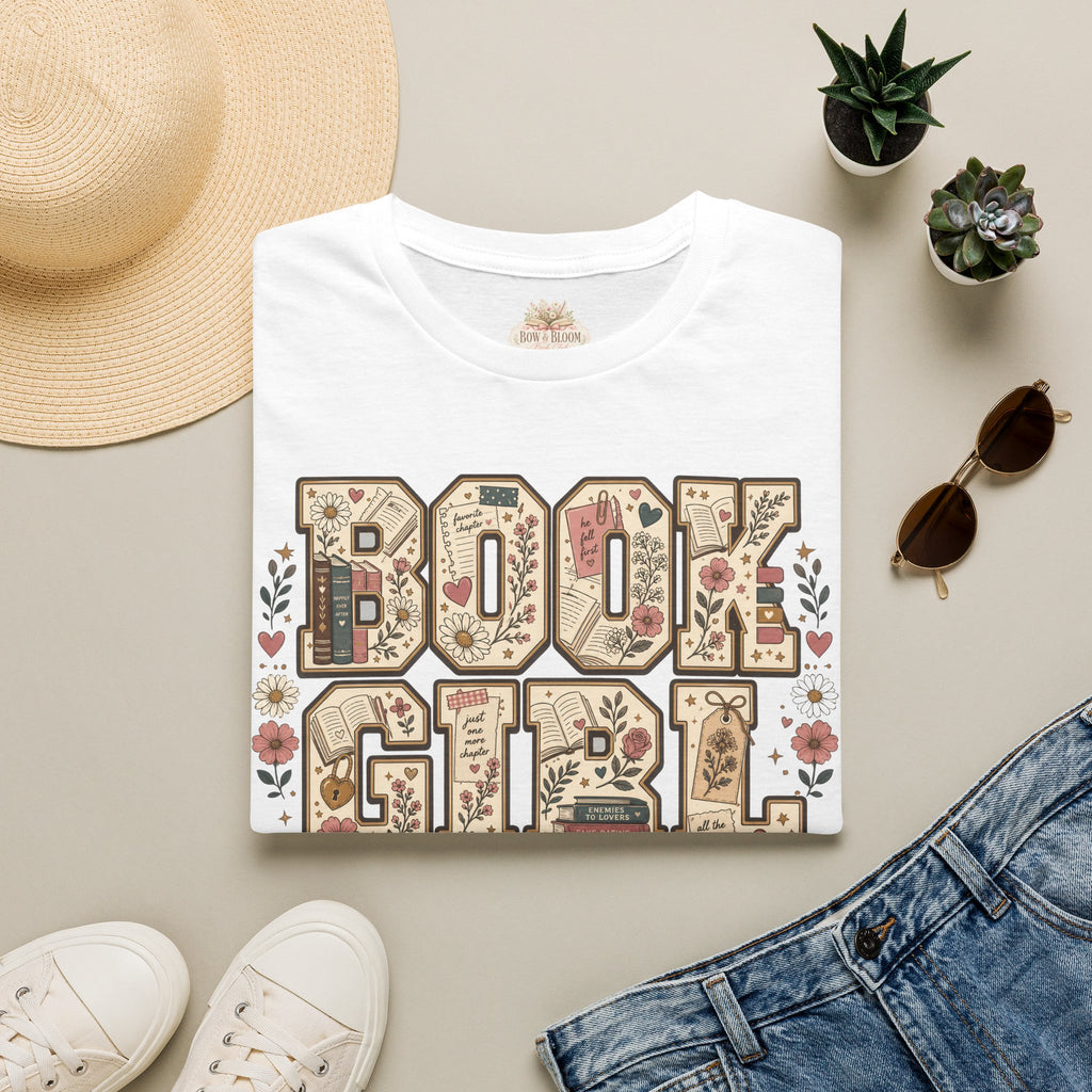 Book Girl T-Shirt — Floral Vintage Reading Tee ("Book Girl")