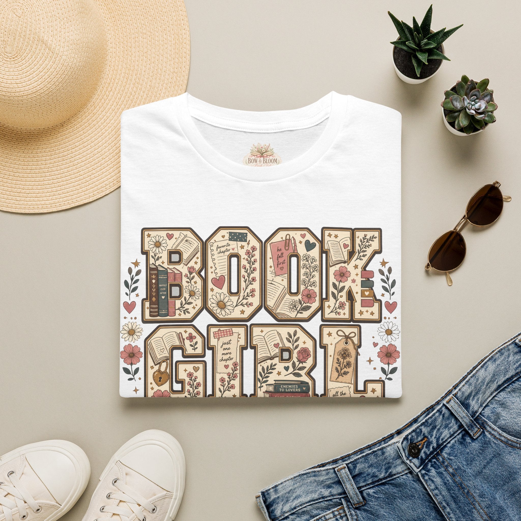 Book Girl T-Shirt — Floral Vintage Reading Tee ("Book Girl")