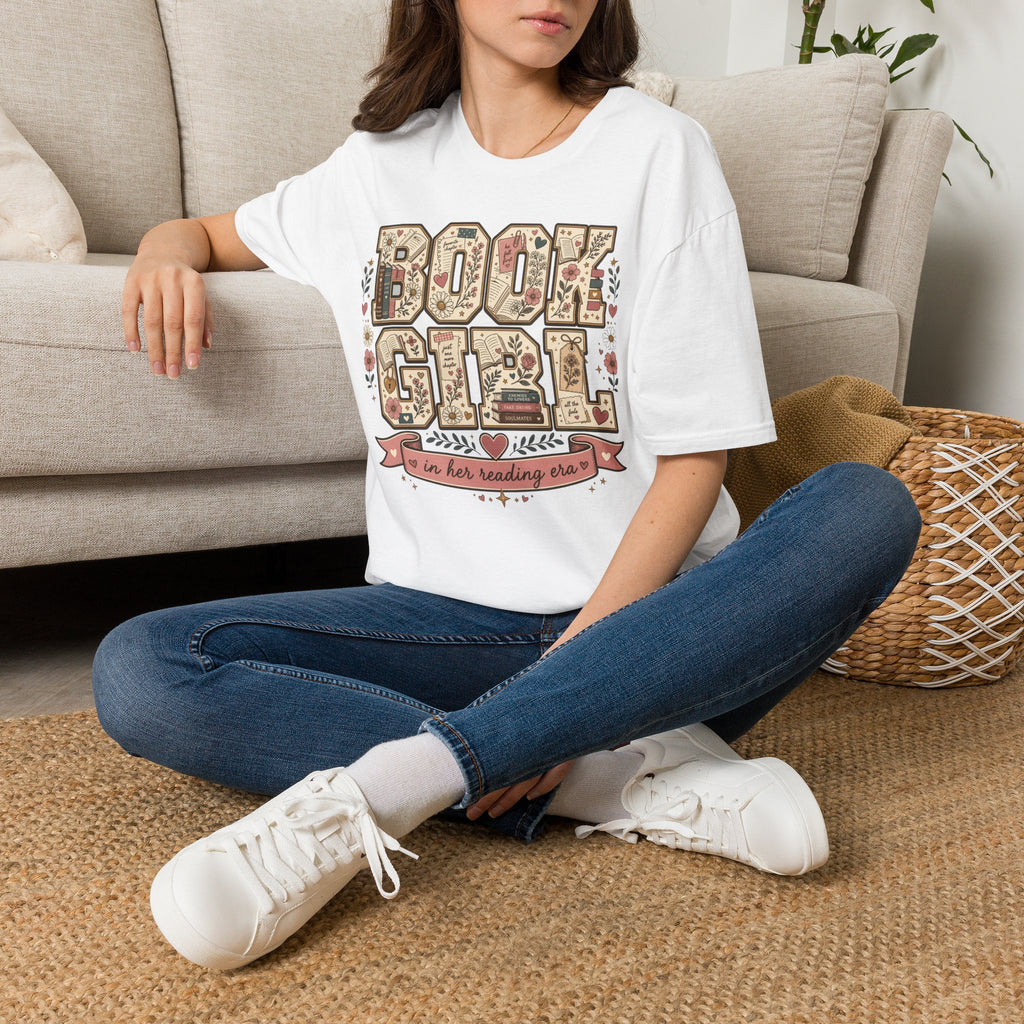 Book Girl T-Shirt — Floral Vintage Reading Tee ("Book Girl")